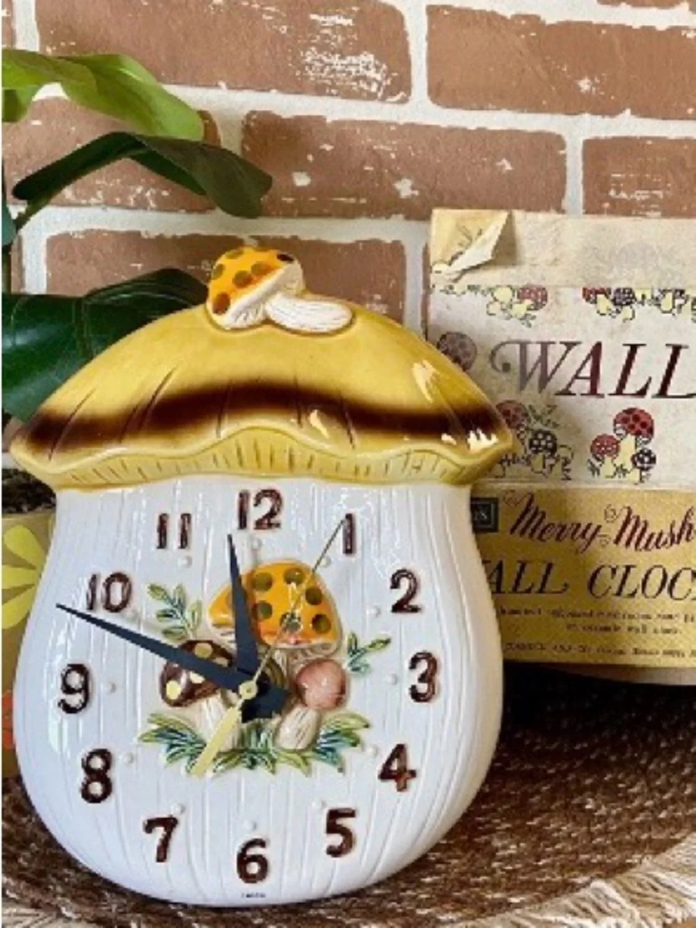 Merry Mushroom Ceramic Wall Clock - Yellow & White